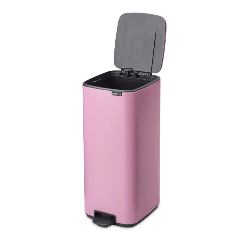 Coș de gunoi Brabantia Bo Pedal 1010447, 30 l, închidere ușoară, bază antiderapantă, roz