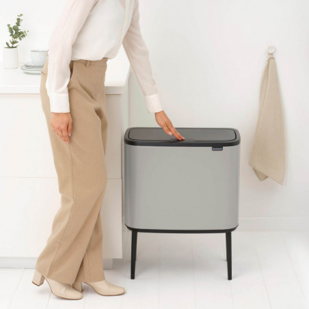 Coș de gunoi Brabantia Bo Touch 1010454, 3x11 l, deschidere lină și silențioasă, deschidere largă, gri