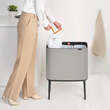 Coș de gunoi Brabantia Bo Touch 1010454, 3x11 l, deschidere lină și silențioasă, deschidere largă, gri