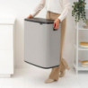 Coș de gunoi Brabantia Bo Touch 1010456, 2x30 l, Deschidere lină și silențioasă, Gaură mare, Gri