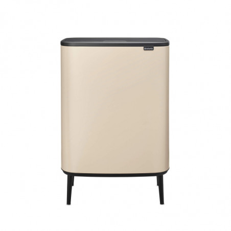 Coș de gunoi Brabantia Bo Touch Hi 1010457, 60 l, Mânere laterale, Picioare reglabile, Bej