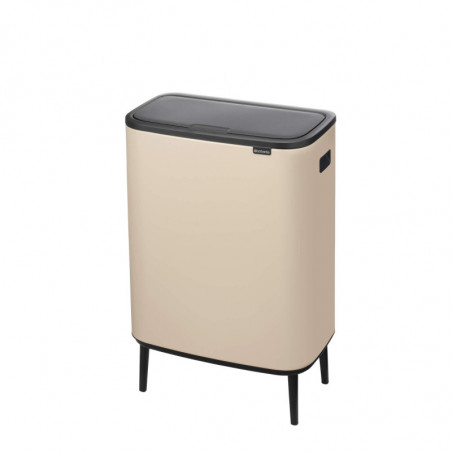 Coș de gunoi Brabantia Bo Touch Hi 1010457, 60 l, Mânere laterale, Picioare reglabile, Bej