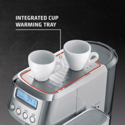 Espressor manual Caso Gourmet Latte, 1350 W, 20 bari, 1,3 l, ULKA, 6 programe, Cafea macinata si paduri ESE, Portafiltru, Spumare lapte cu rezervor incorporat, Otel inoxidabil