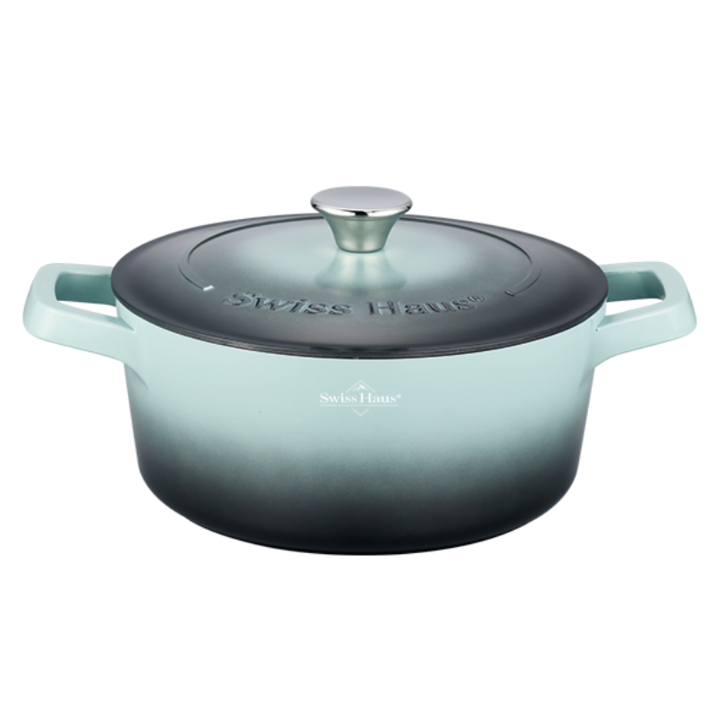 Oala cu capac Swiss Haus SH-ZC24G, 24 x 11 cm, 4,2 l, Acoperire ceramica Sapphire, Inductie, Turcoaz