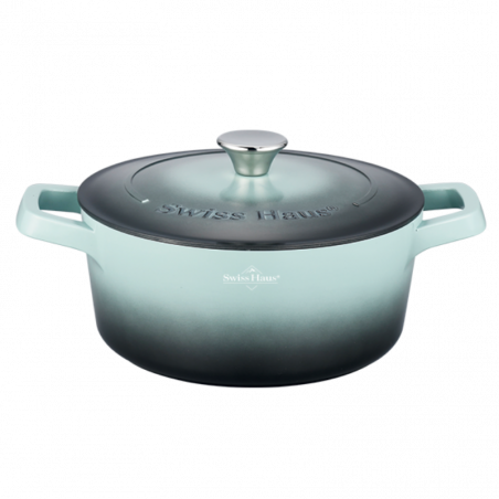 Oala cu capac Swiss Haus SH-ZC24G, 24 x 11 cm, 4,2 l, Acoperire ceramica Sapphire, Inductie, Turcoaz