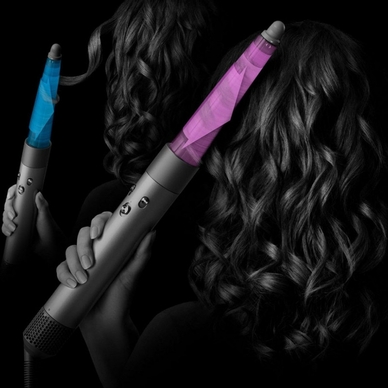 Маша за коса Dyson 257389-01 HS08 Airwrap i.d.™ T1/T2 CeApc/Tz Straight + Wavy, 1300W, 13.5 l/s, Автоматично къдрене, Йонизиране, 3 скорости, 3 температури, Bluetooth, Керамично кайсиев/топаз