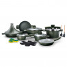 Set vase de gatit Swiss Haus SH-GPC3020G, 20 piese, Acoperire ceramica Sapphire, Fara PFAS, Cuptor pana la 220°C, Inductie, Verde