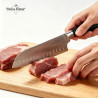 Set de cutite Swiss Haus SH-KSL6CR, 6 piese, Otel inoxidabil, Manere metalice, Suport, Crem