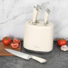 Set de cutite Swiss Haus SH-KSL6CR, 6 piese, Otel inoxidabil, Manere metalice, Suport, Crem