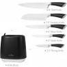 Set de cutite Swiss Haus SH-KSL6CR, 6 piese, Otel inoxidabil, Manere metalice, Suport, Crem