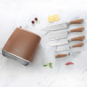 Set de cutite Swiss Haus SH-KSL6CO, 6 piese, Otel inoxidabil, Manere metalice, Suport, Cupru