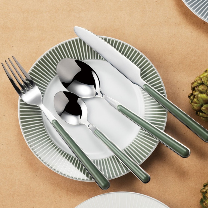 Set 24 de tacаmuri Swiss Haus SH-CTS24G, 6 persoane, Otel inoxidabil, Inox/Verde