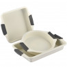 Set de 3 tavi de copt Swiss Haus SH-3BSCR, Otel, Acoperire ceramica Sapphire, Manere din silicon, Fara PFAS, Utilizare in cuptor pana la 230°C, Crem