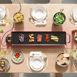 Gratar teppanyaki Swiss Haus SH-TP90, 2000 W, 90 x 23 cm, Acoperire ceramica, Piese detasabile, Control temperatura, Negru