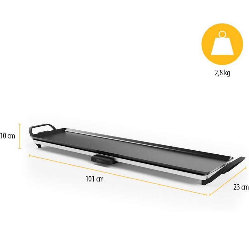 Gratar teppanyaki Swiss Haus SH-TP90, 2000 W, 90 x 23 cm, Acoperire ceramica, Piese detasabile, Control temperatura, Negru
