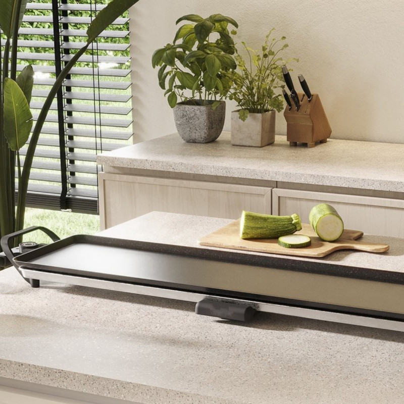 Gratar teppanyaki Swiss Haus SH-TP90, 2000 W, 90 x 23 cm, Acoperire ceramica, Piese detasabile, Control temperatura, Negru