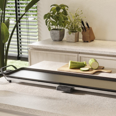 Gratar teppanyaki Swiss Haus SH-TP90, 2000 W, 90 x 23 cm, Acoperire ceramica, Piese detasabile, Control temperatura, Negru