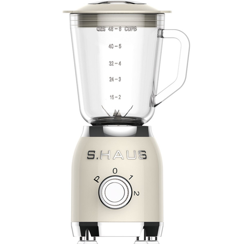 Blender Swiss Haus SH-BL2015, 600 W, 1,5 l, 20.000 rpm, 2 viteze + functie puls, Functie Turbo, Recipient din sticla, Crem