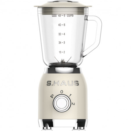 Blender Swiss Haus SH-BL2015, 600 W, 1,5 l, 20.000 rpm, 2 viteze + functie puls, Functie Turbo, Recipient din sticla, Crem