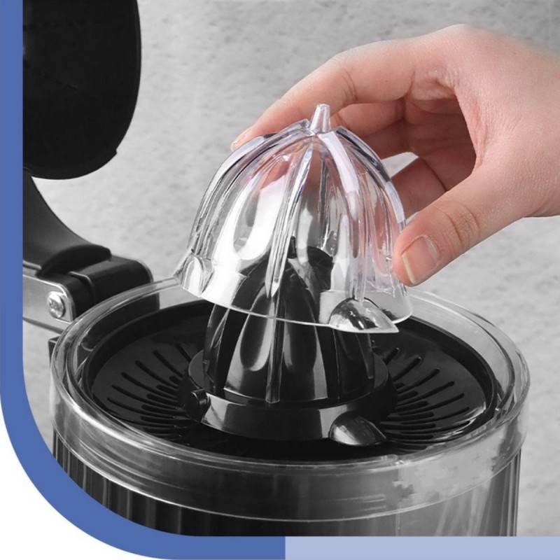 Storcator electric de citrice Swiss Haus SH-CJ23, 300 W, 1,2 l, Filtru, 2 conuri, Fara BPA, Rotire bidirectionala, Parghie de presare, Negru