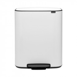 Coș de gunoi Brabantia Bo Pedal 1003188, 2x30 l, închidere lină, bază antiderapantă, alb