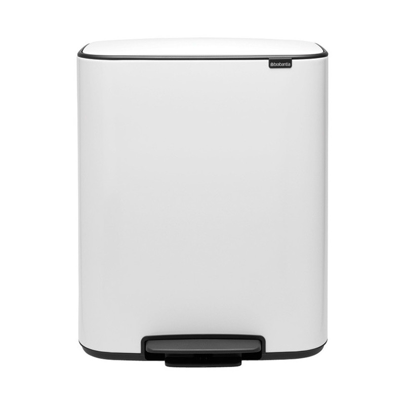 Coș de gunoi Brabantia Bo Pedal 1003188, 2x30 l, închidere lină, bază antiderapantă, alb