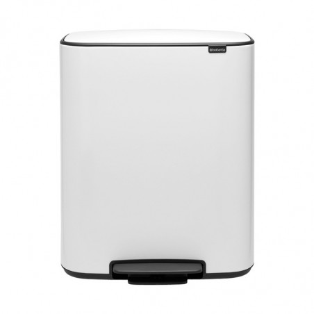 Coș de gunoi Brabantia Bo Pedal 1003188, 2x30 l, închidere lină, bază antiderapantă, alb