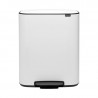 Coș de gunoi Brabantia Bo Pedal 1003188, 2x30 l, închidere lină, bază antiderapantă, alb