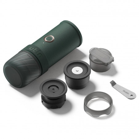 Espressor portabil Outin Mino CG, 22 bari, 9000 mAh, 70 ml, Extractie la 93,3°C, Cafea macinata si capsule Nespresso, USB-C, Verde montan