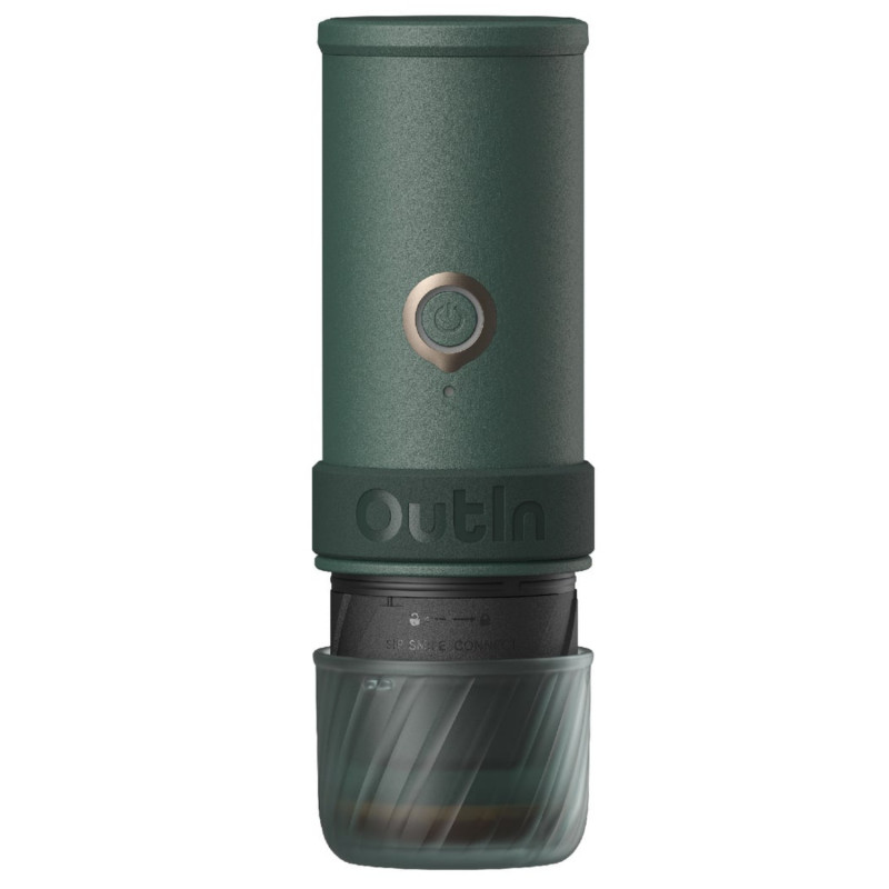 Espressor portabil Outin Mino CG, 22 bari, 9000 mAh, 70 ml, Extractie la 93,3°C, Cafea macinata si capsule Nespresso, USB-C, Verde montan