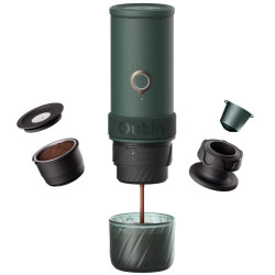 Espressor portabil Outin Mino CG, 22 bari, 9000 mAh, 70 ml, Extractie la 93,3°C, Cafea macinata si capsule Nespresso, USB-C, Verde montan