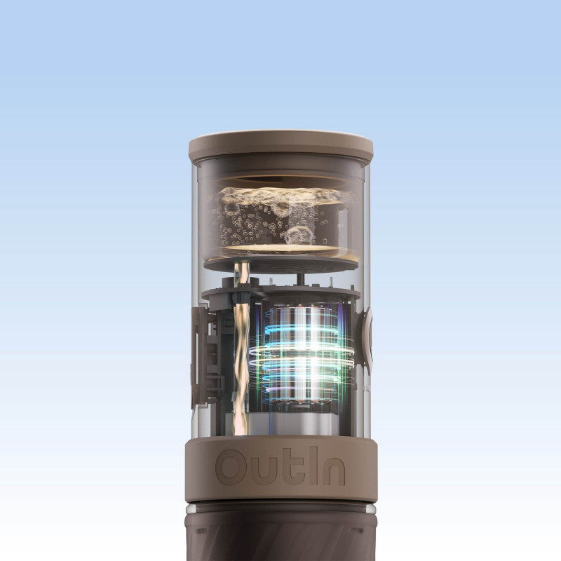 Espressor portabil Outin Mino CG, 22 bari, 9000 mAh, 70 ml, Extractie la 93,3°C, Cafea macinata si capsule Nespresso, USB-C, Verde montan