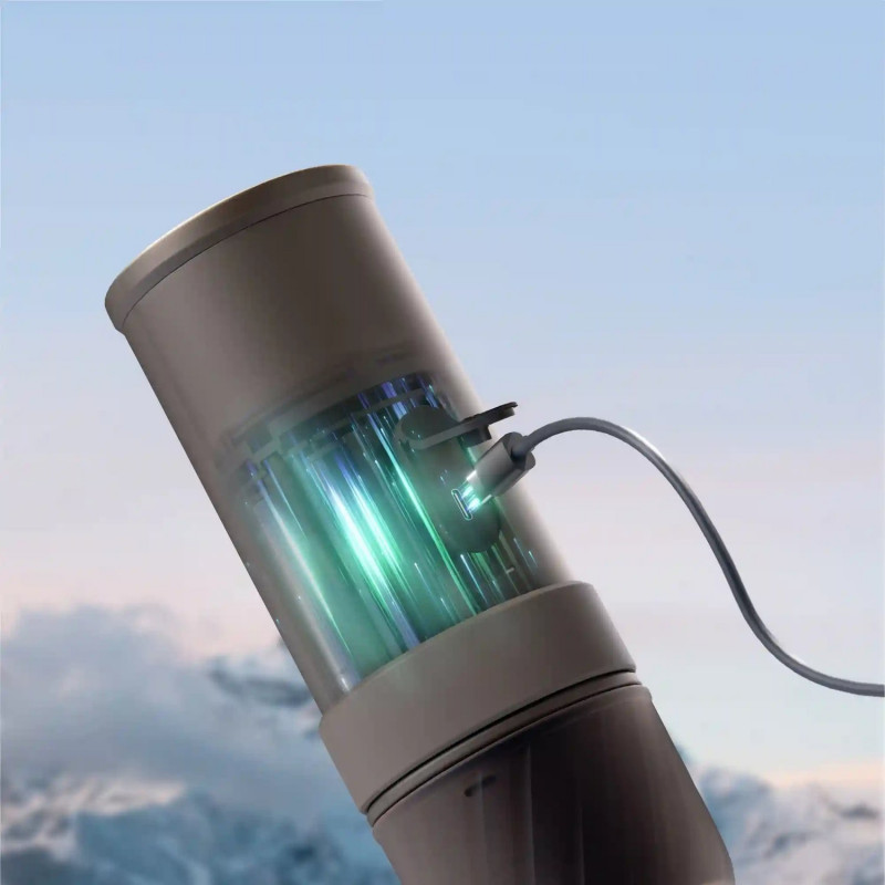 Espressor portabil Outin Mino SG, 22 bari, 9000 mAh, 70 ml, Extractie la 93,3°C, Cafea macinata si capsule Nespresso, USB-C, Gri