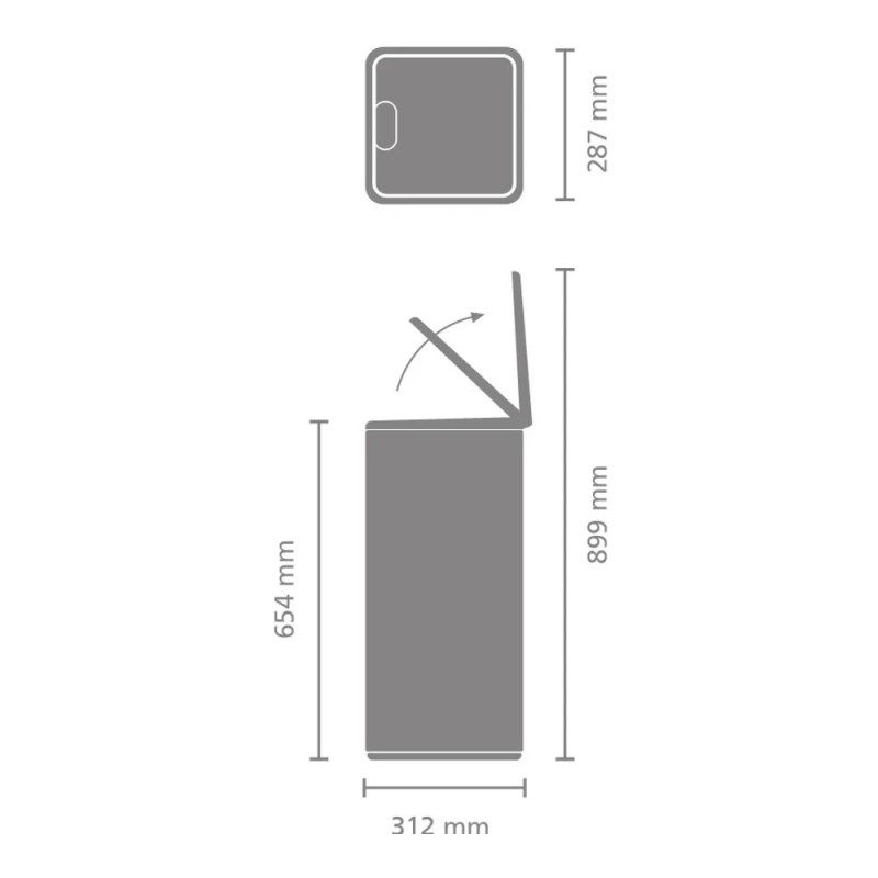 Coș de gunoi Brabantia Bo Touch 1010121, 30 l, deschidere lină și silențioasă, deschidere largă, alb