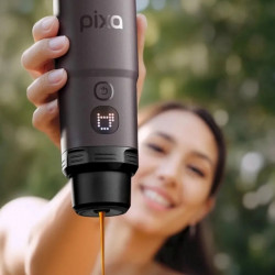 Aparat de espresso portabil Wacaco Pixapresso, 20 bari, 9000 mAh, 120 ml, cafea măcinată + capsule, panou de control tactil cu LED, roșu închis