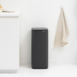 Coș de gunoi Brabantia Bo Touch 1010135, 30 l, Deschidere lină și silențioasă, Gaură mare, Acoperire minerală, Gri închis