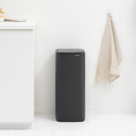 Coș de gunoi Brabantia Bo Touch 1010135, 30 l, Deschidere lină și silențioasă, Gaură mare, Acoperire minerală, Gri închis