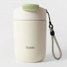 Ceasca termica Outin Travel Tumbler, 350 ml, Mentine cald 6 ore, Rece 12 ore, Otel inoxidabil 316L, Pereti dubli, Izolatie sub vid, Alb nisipos