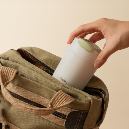 Ceasca termica Outin Travel Tumbler, 350 ml, Mentine cald 6 ore, Rece 12 ore, Otel inoxidabil 316L, Pereti dubli, Izolatie sub vid, Alb nisipos