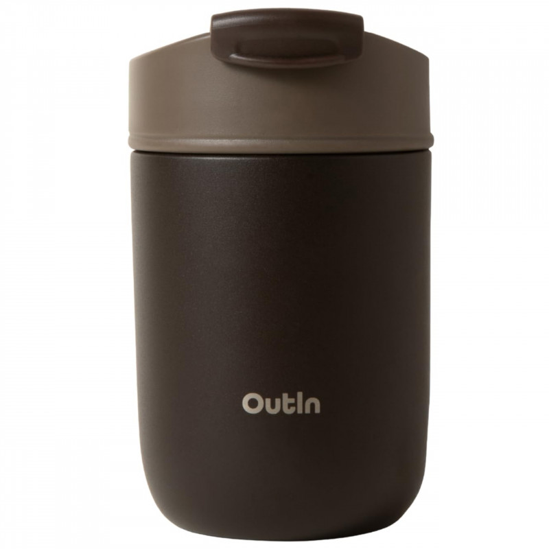 Ceasca termica Outin Travel Tumbler, 350 ml, Mentine cald 6 ore, Rece 12 ore, Otel inoxidabil 316L, Pereti dubli, Izolatie sub vid, Maro teracota