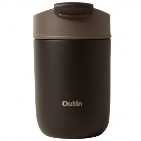 Ceasca termica Outin Travel Tumbler, 350 ml, Mentine cald 6 ore, Rece 12 ore, Otel inoxidabil 316L, Pereti dubli, Izolatie sub vid, Maro teracota