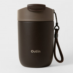 Ceasca termica Outin Travel Tumbler, 350 ml, Mentine cald 6 ore, Rece 12 ore, Otel inoxidabil 316L, Pereti dubli, Izolatie sub vid, Maro teracota