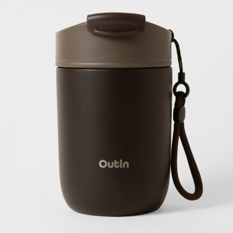 Ceasca termica Outin Travel Tumbler, 350 ml, Mentine cald 6 ore, Rece 12 ore, Otel inoxidabil 316L, Pereti dubli, Izolatie sub vid, Maro teracota