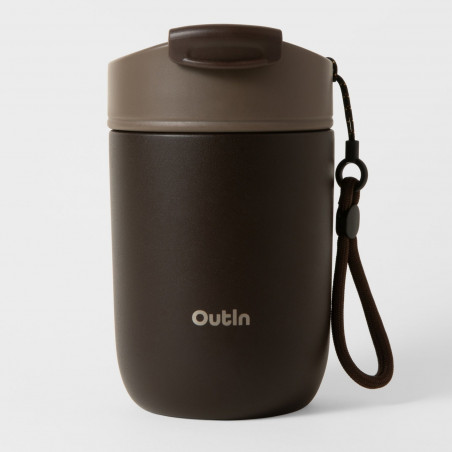 Ceasca termica Outin Travel Tumbler, 350 ml, Mentine cald 6 ore, Rece 12 ore, Otel inoxidabil 316L, Pereti dubli, Izolatie sub vid, Maro teracota