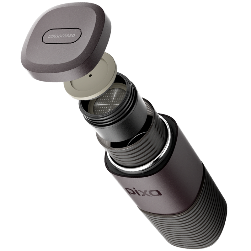 Espressor portabil Wacaco Pixapresso, 20 bari, 210 ml, Cafea macinata si capsule NS/Nespresso, 9000 mAh, Maro