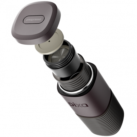 Espressor portabil Wacaco Pixapresso, 20 bari, 210 ml, Cafea macinata si capsule NS/Nespresso, 9000 mAh, Maro