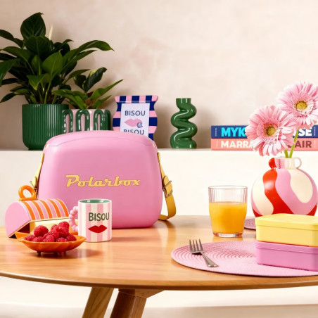 Geanta frigorifica Polarbox Pop, 6 litri, Include 2 cutii pentru pranz, Pana la 24 de ore, Roz/Galben