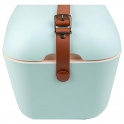 Geanta frigorifica Polarbox Classic, 20 litri, Polistiren AIRPOP, 5-15°C pana la 24 h, Curea clasică din piele, Albastru/Roz