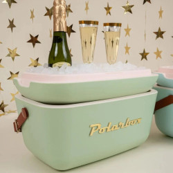 Geanta frigorifica Polarbox Gold, 20 litri, Polistiren AIRPOP, 5-15°C pana la 24 h, Verde/Auriu