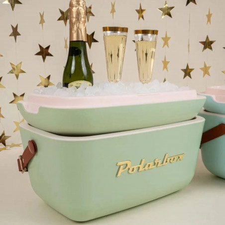 Geanta frigorifica Polarbox Gold, 20 litri, Polistiren AIRPOP, 5-15°C pana la 24 h, Verde/Auriu